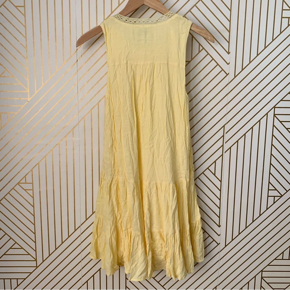 Gentle Fawn boho bohemian embroidered A line Sleevless Dress butter yellow S - Picture 7 of 10